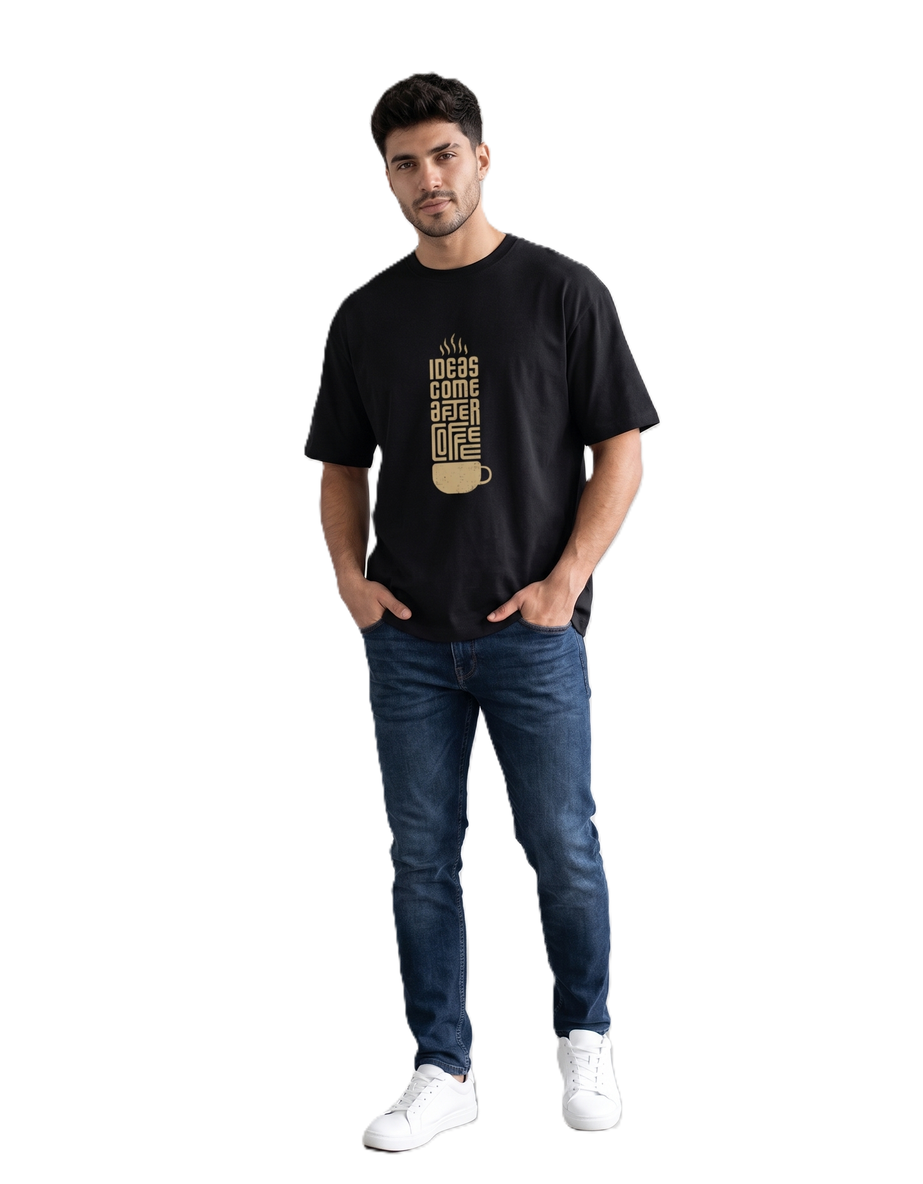 Ideas come after coffee Basic -  T-Shirt