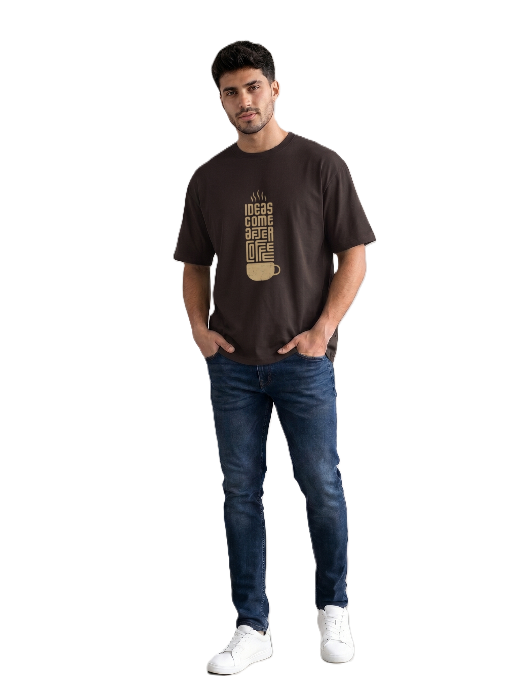 Ideas come after coffee Basic -  T-Shirt