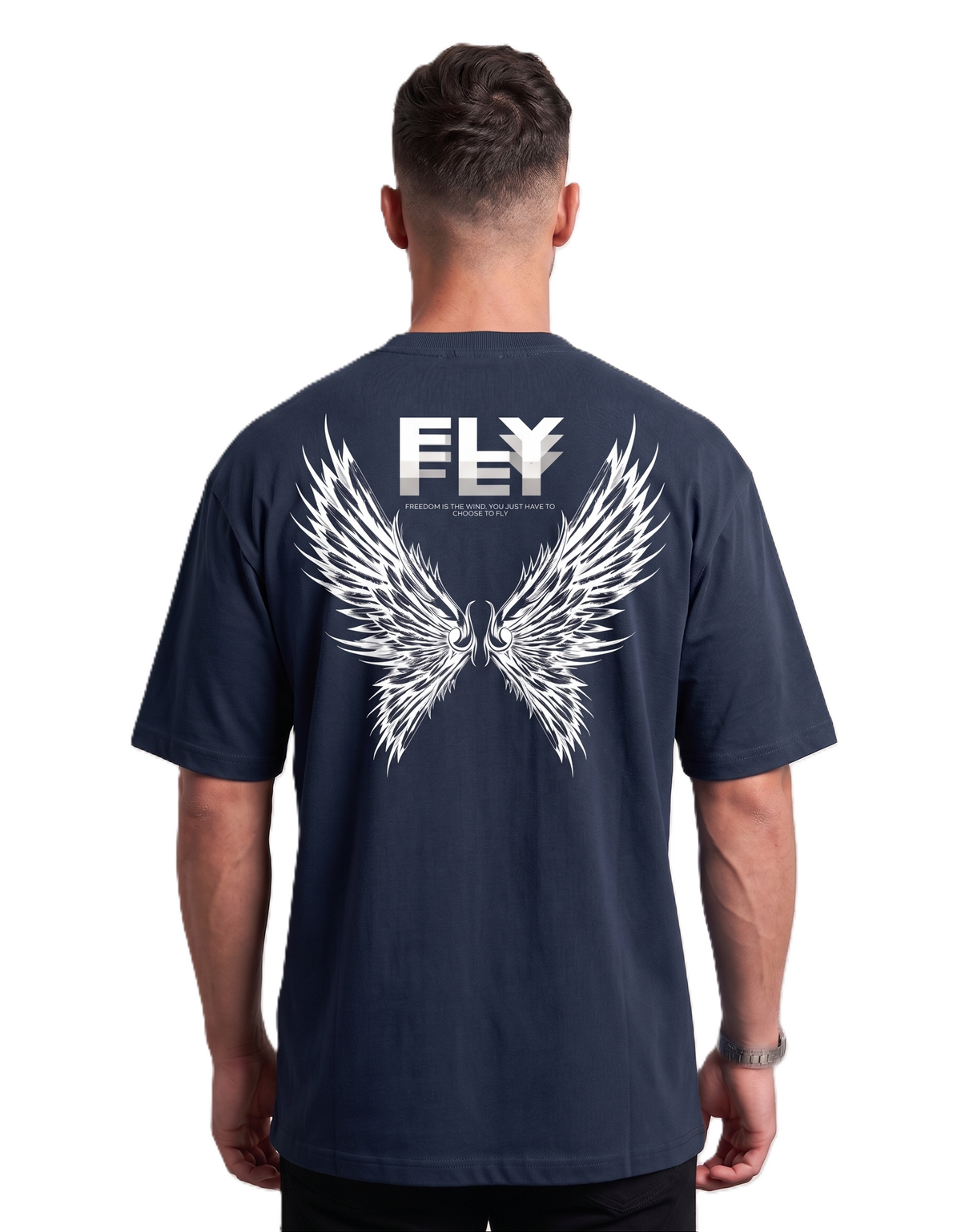 Klann Fly Navy Blue – Graphic Oversized Tee back