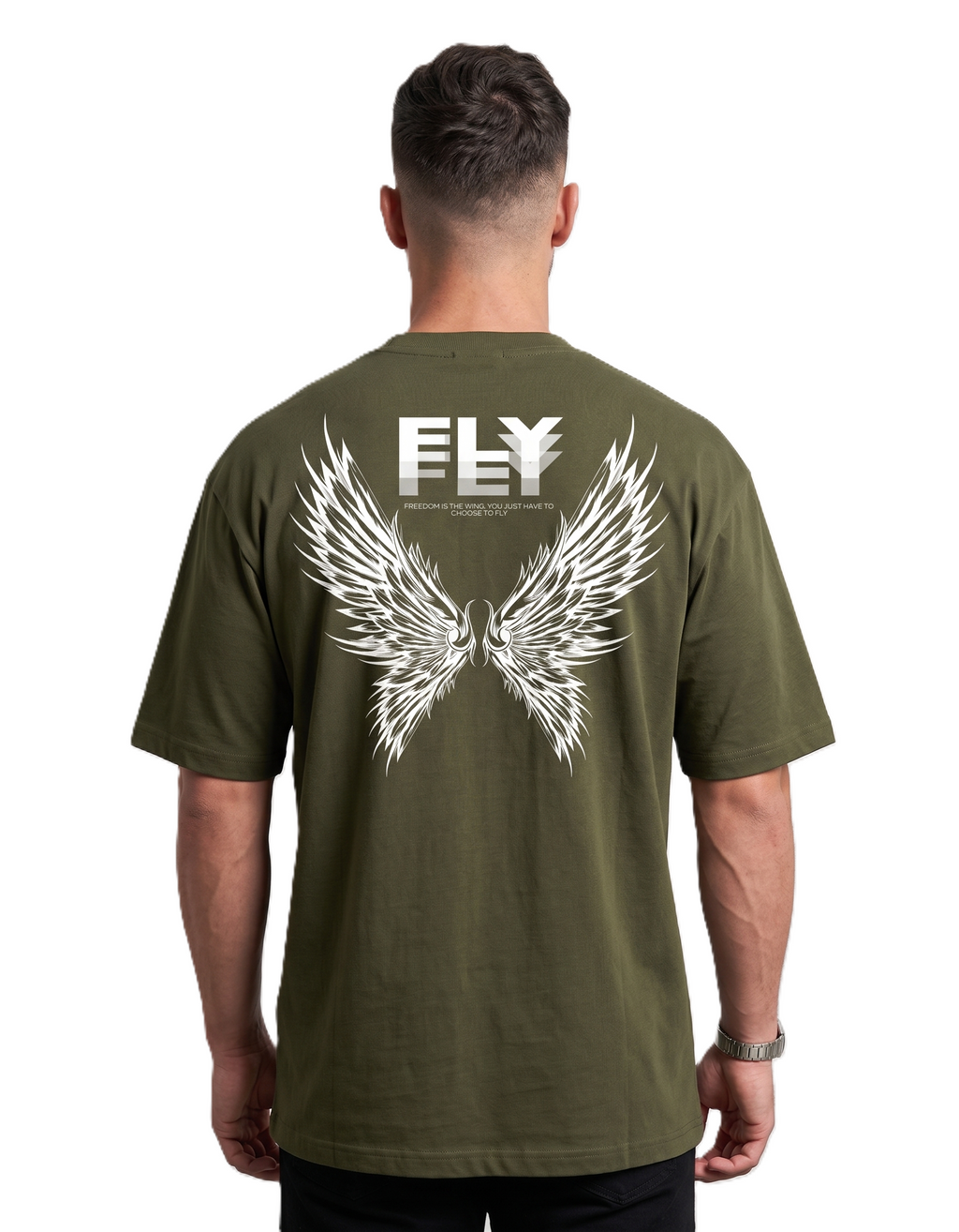 Klann Fly Olive Green – Graphic Oversized Tee back