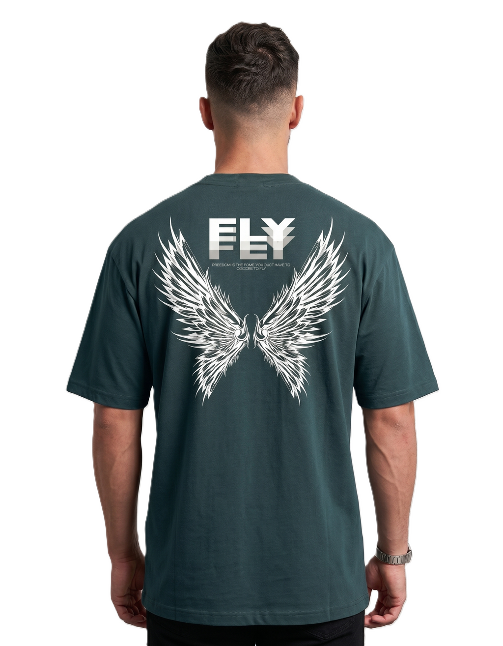 Klann Fly Petrol Blue – Graphic Oversized Tee back