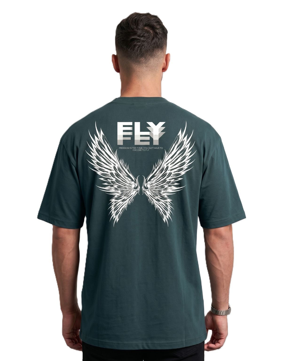 Klann Fly Petrol Blue – Graphic Oversized Tee back