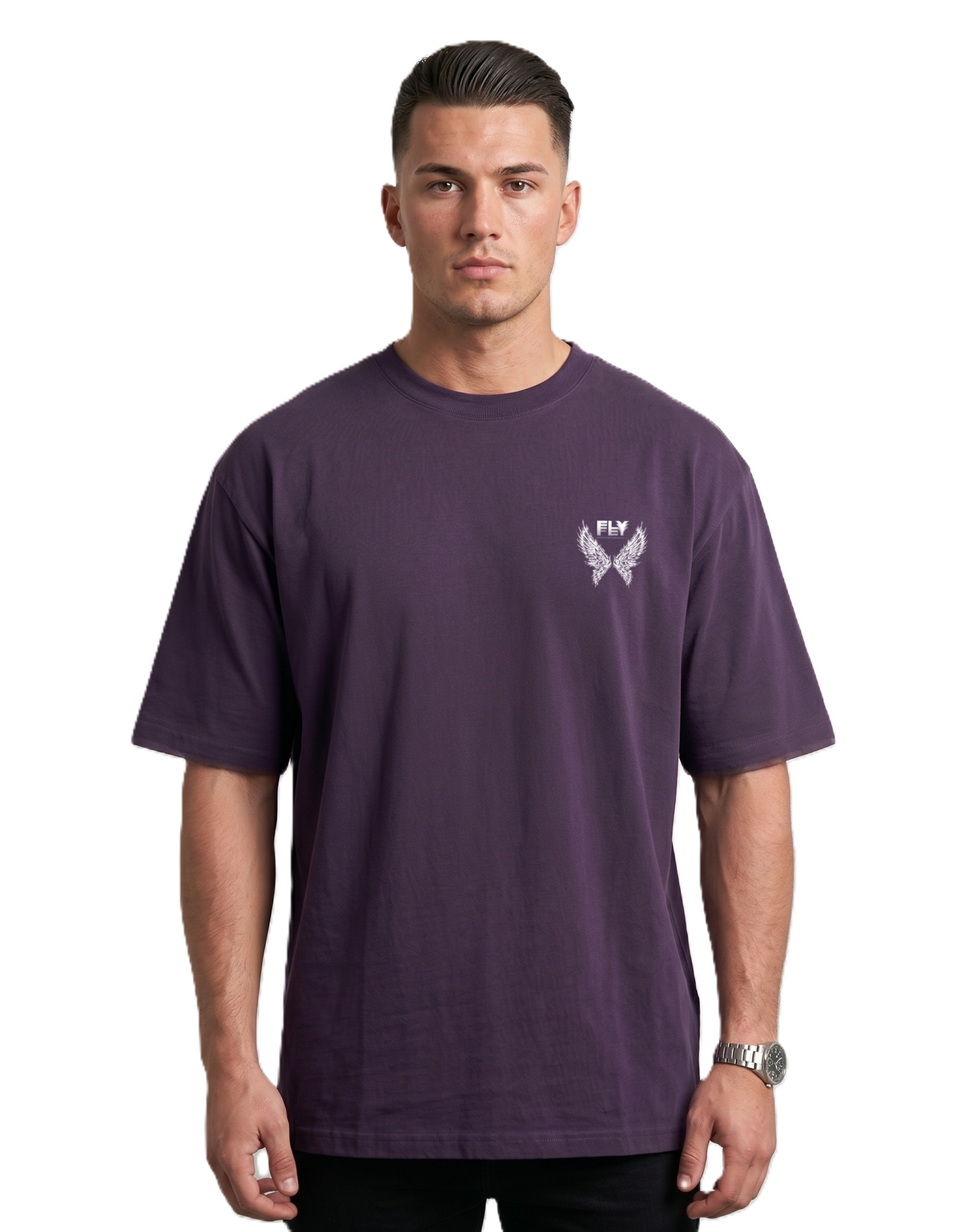 Klann Fly Purple – Graphic Oversized Tee front
