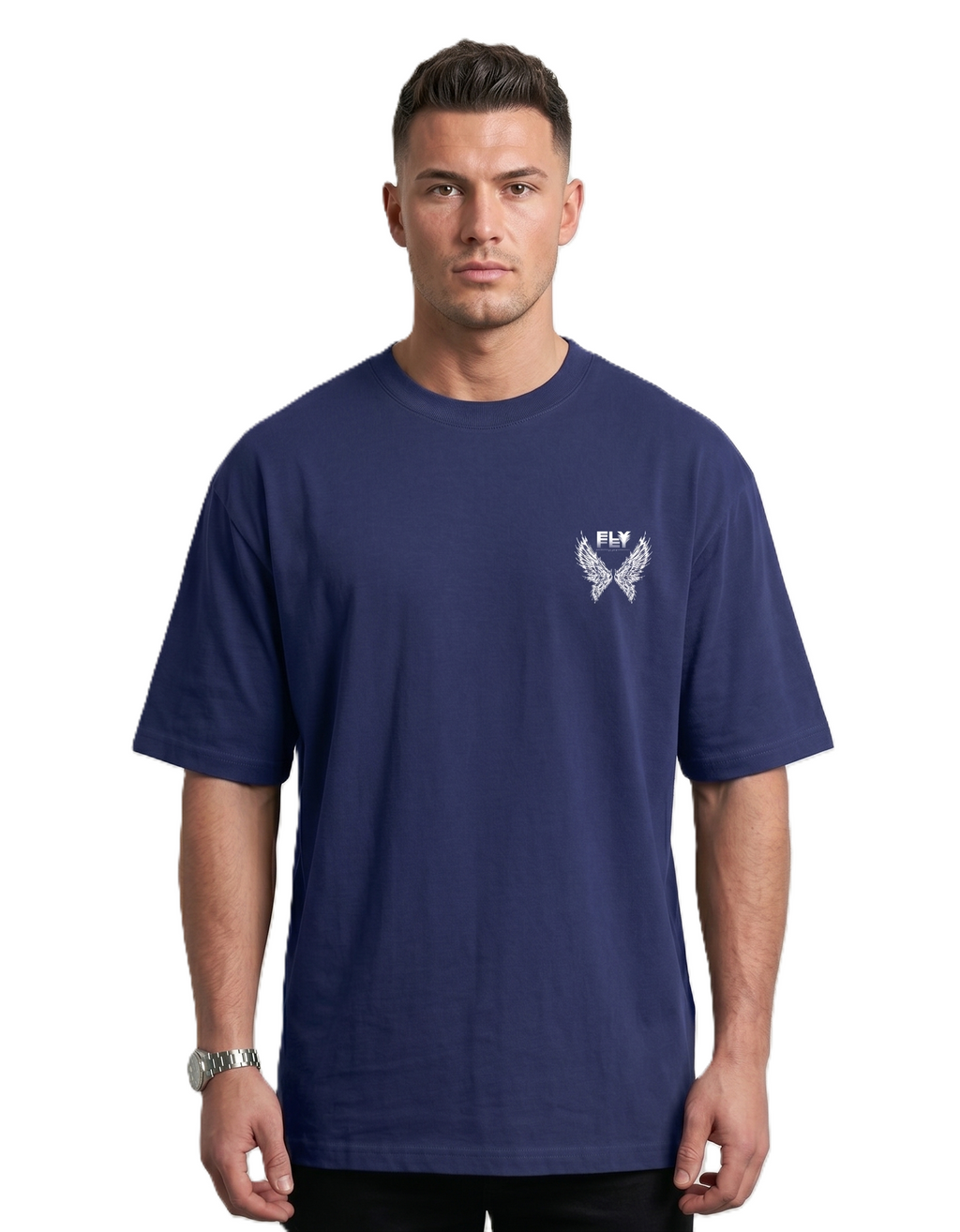 Klann Fly Royal Blue – Graphic Oversized Tee front