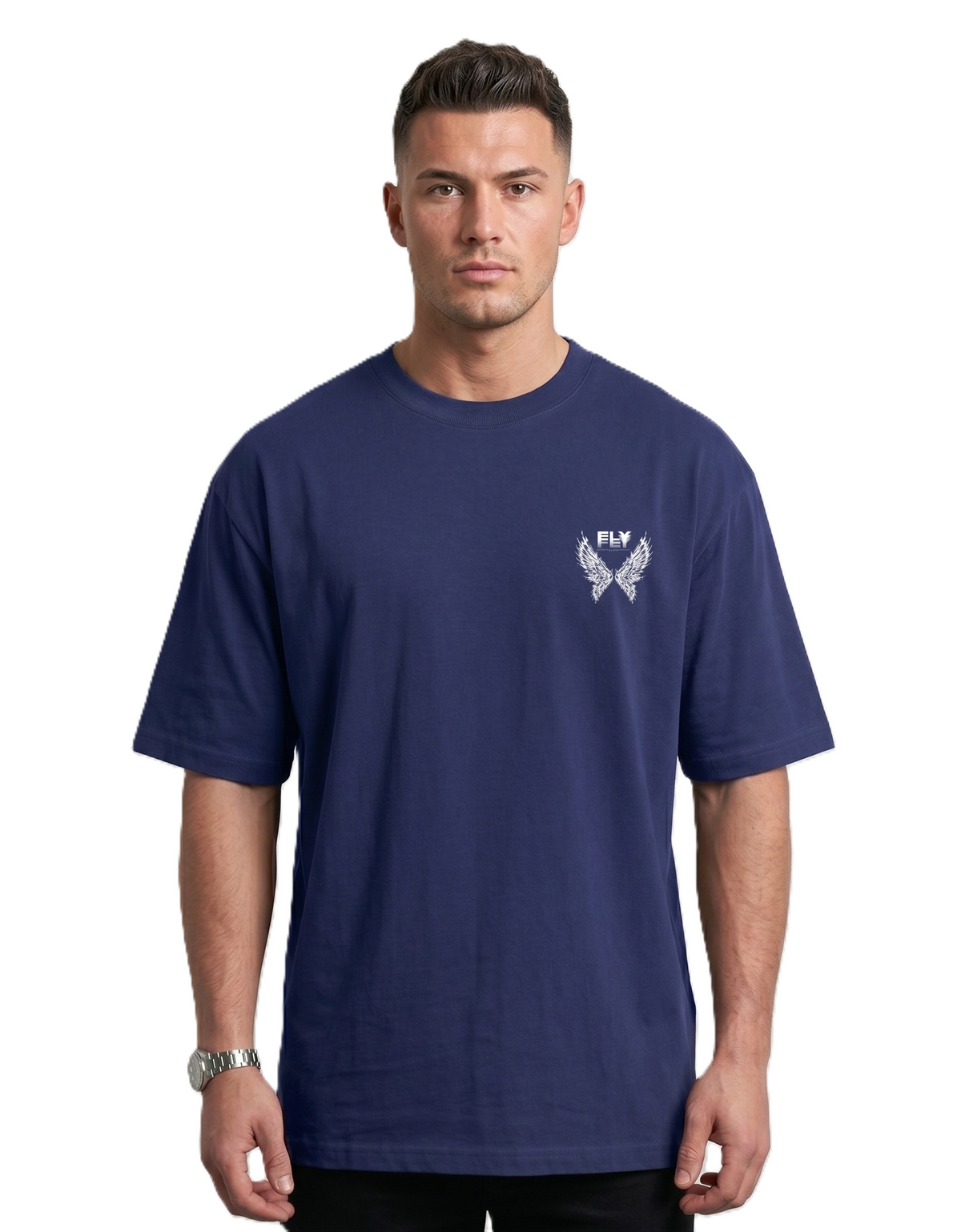 Klann Fly Royal Blue – Graphic Oversized Tee front