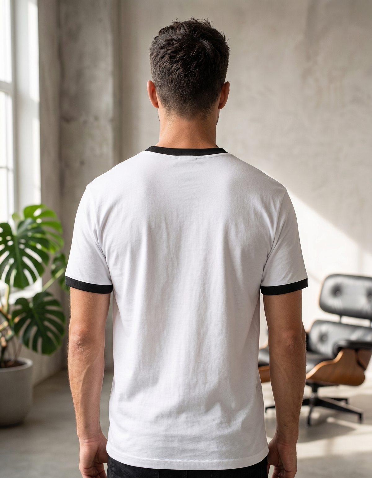 Klann Ringer T-Shirt Black White – Contrast Collar & Cuffs back