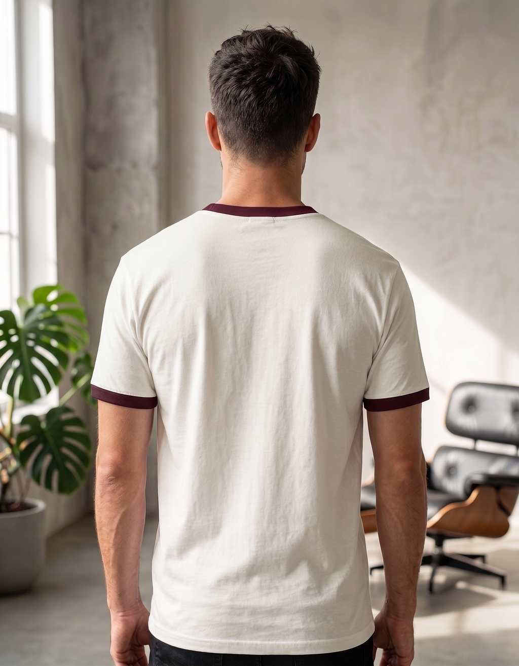Klann Ringer T-Shirt Maroon White – Contrast Collar & Cuffs back