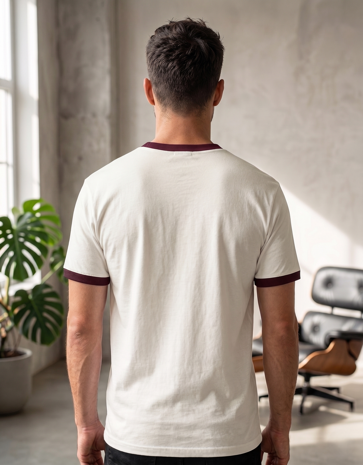 Klann Ringer T-Shirt Maroon White – Contrast Collar & Cuffs back