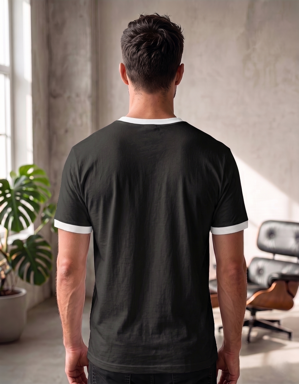 Klann Ringer T-Shirt White Black – Contrast Collar & Cuffs back