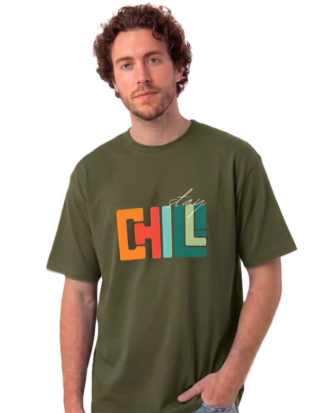 Klann Stay Chill Olive Green – Graphic Oversized Tee