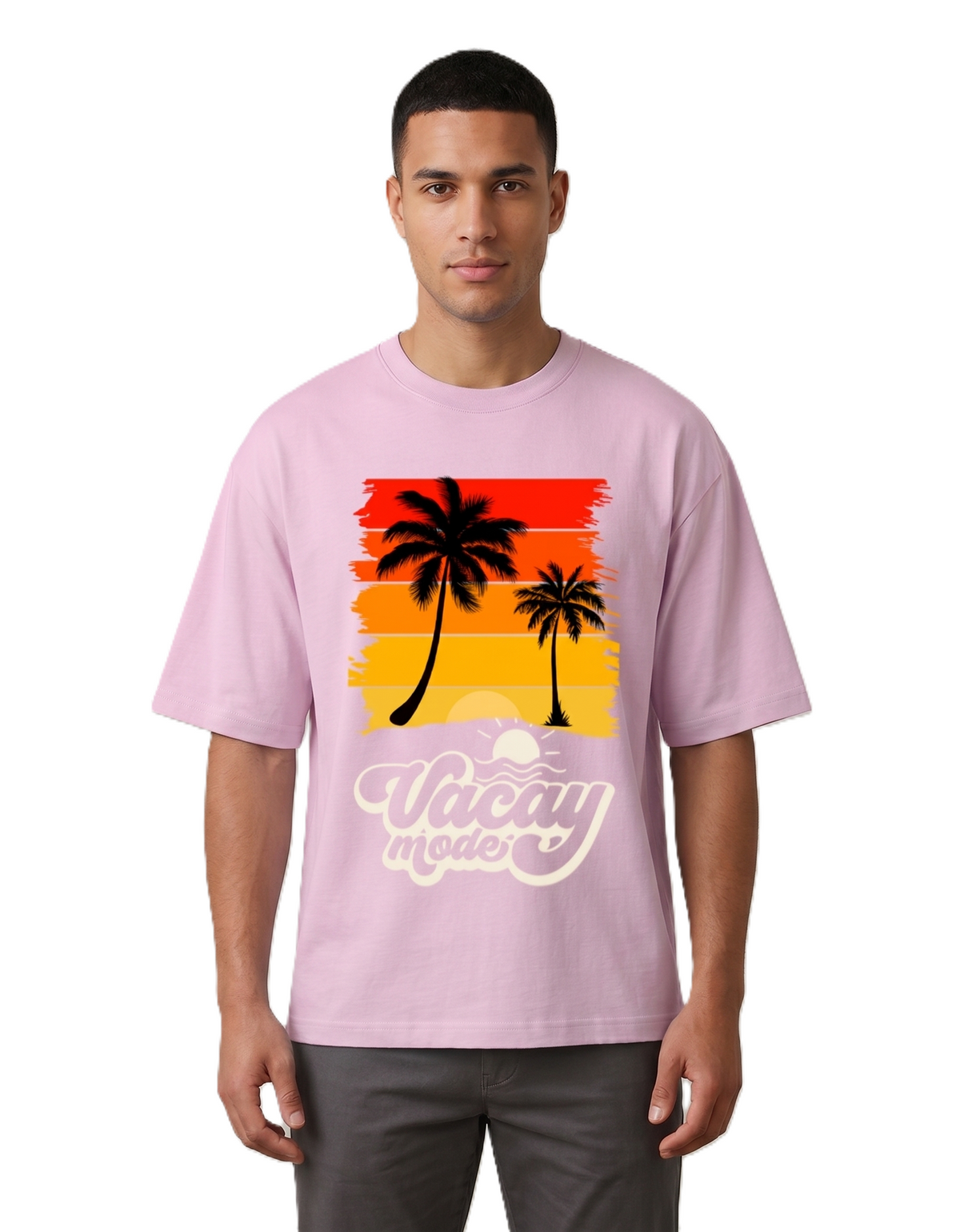 Klann Vacay mode Baby Pink – Graphic Oversized Tee
