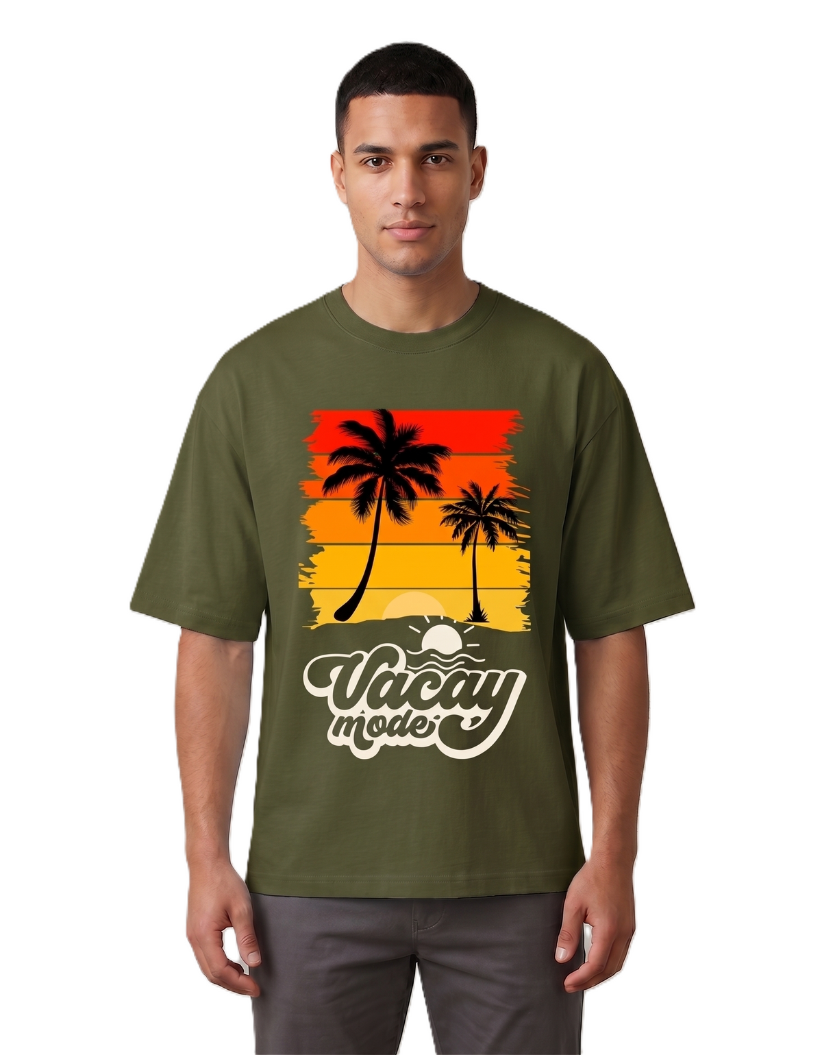 Klann Vacay mode Olive Green – Graphic Oversized Tee